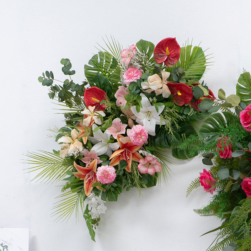 ValarFlower Tropical Garden Artificial Floral Arrangement Set, Wedding Welcome Sign Flowers, Table Centerpiece & Event Backdrop Decor FA-348