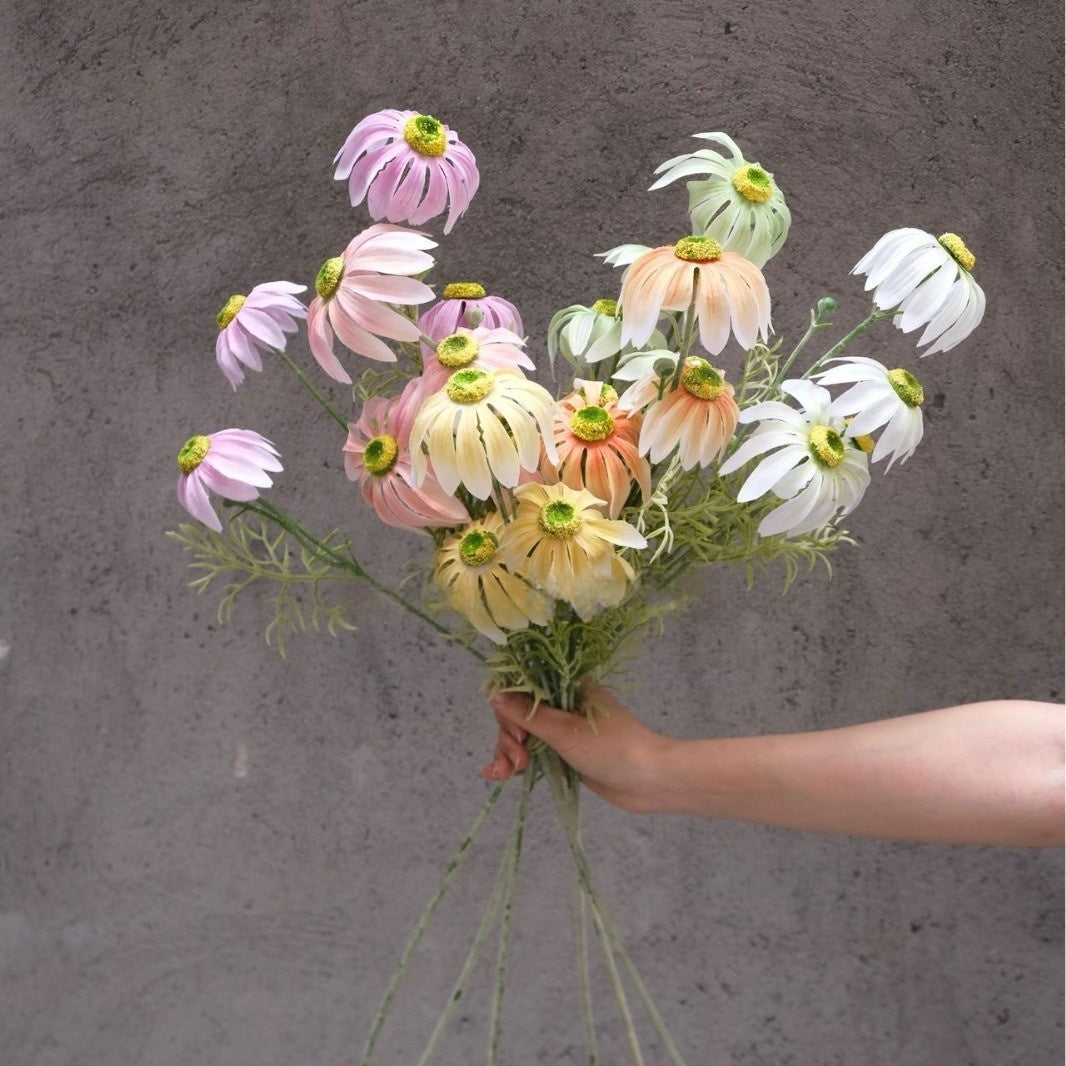 Valar Flower Faux Cat Eye Daisy Bouquet – Lifelike Chamomile-Inspired Sunflower Spray FS-1079