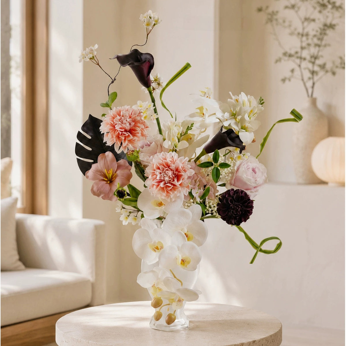 Elegantes Blumenstrauß-Arrangement mit Herbstmotiv | Luxuriöse Kunstblumen für Hochzeiten und Inneneinrichtung VB-113 (ohne Vase)