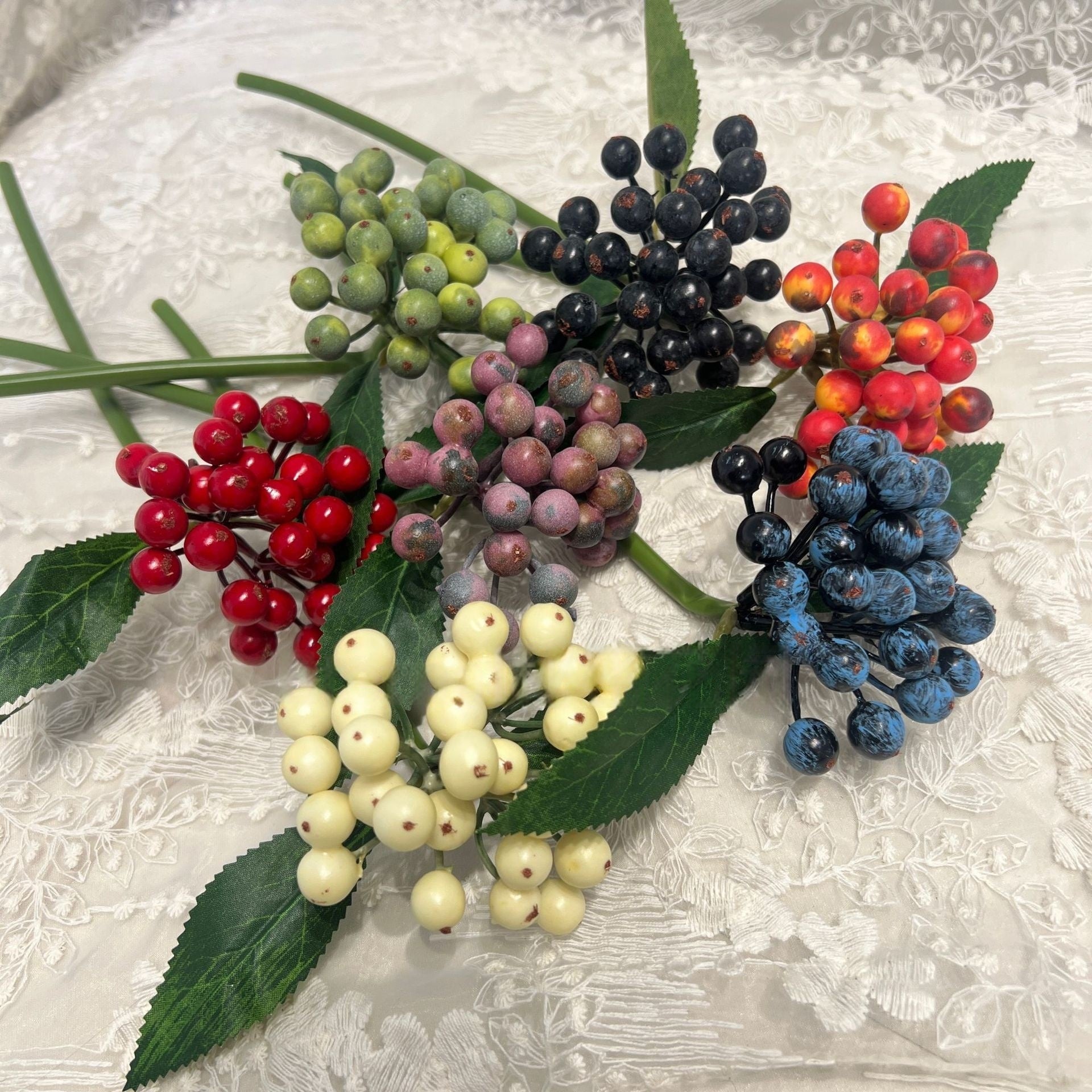 Artificial Foam Berry Picks – Faux Berries for Holiday Wreaths & Floral Arrangements FS-1035