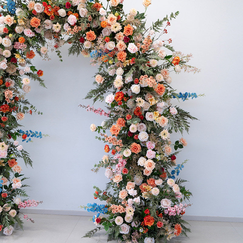 Arche florale élégante en forme de lune pour cérémonie de mariage - Arche de fleurs artificielles pour mariages, événements et occasions spéciales