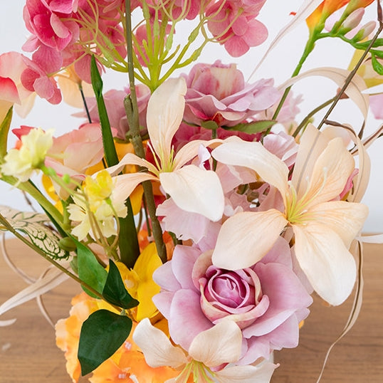 ValarFlower Mini Artificial Floral Arrangement in Vase for Table Centerpiece, Home Decor, Wedding Reception & Party Table Decoration VB-250