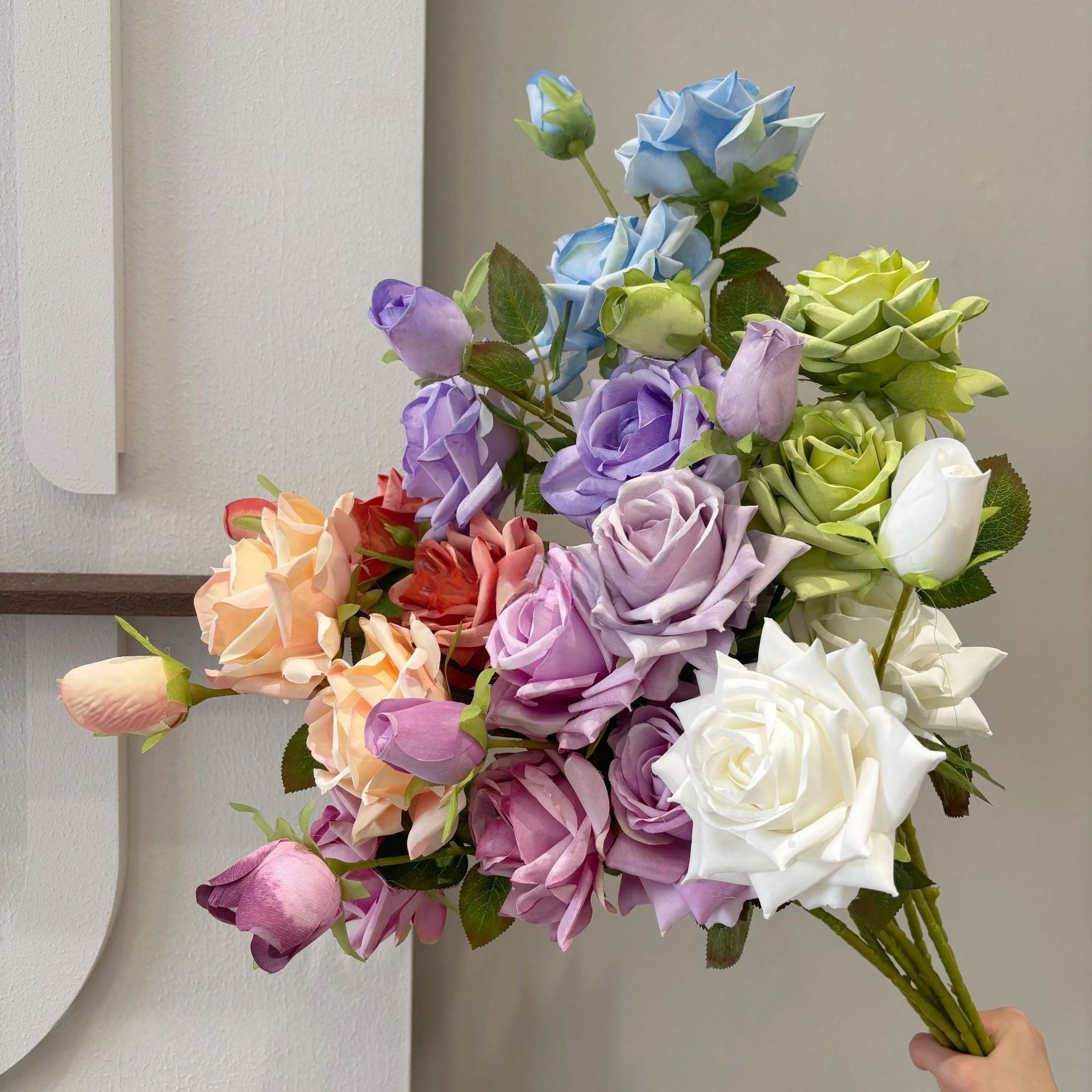 3-Head Carol Rose Artificial Flower – Lifelike Faux Rose Stem for Home Decor & Wedding FS-1024