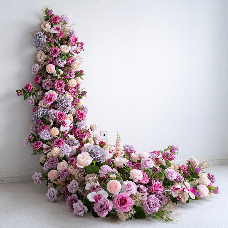 Romantic Mauve and Blush Faux Floral Table Runner, Elegant Cascading Flowers for Special Occasions FA-238