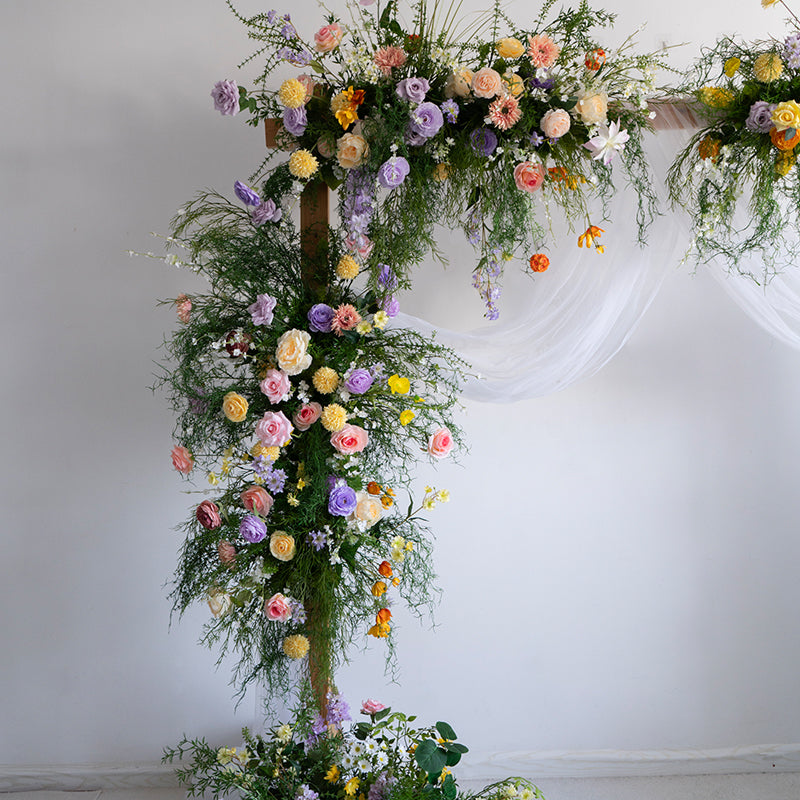 Pfirsich- und weiße Rosen-Hochzeitsbogen und -Mittelstücke, künstliche Blumen-Hochzeitsdekoration, Brautparty-Dekor FA-203