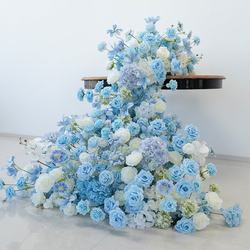 Romantischer Tischläufer mit Kunstblumen in Mauve und Blush, elegante Kaskadenblumen für besondere Anlässe FA-238