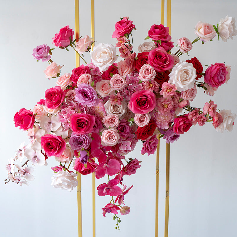 Arreglo de Flores Artificiales en Degradado Rosa – Instalación de Rosas de Lujo para Decoración de Fondo en Fiesta o Evento FA-257