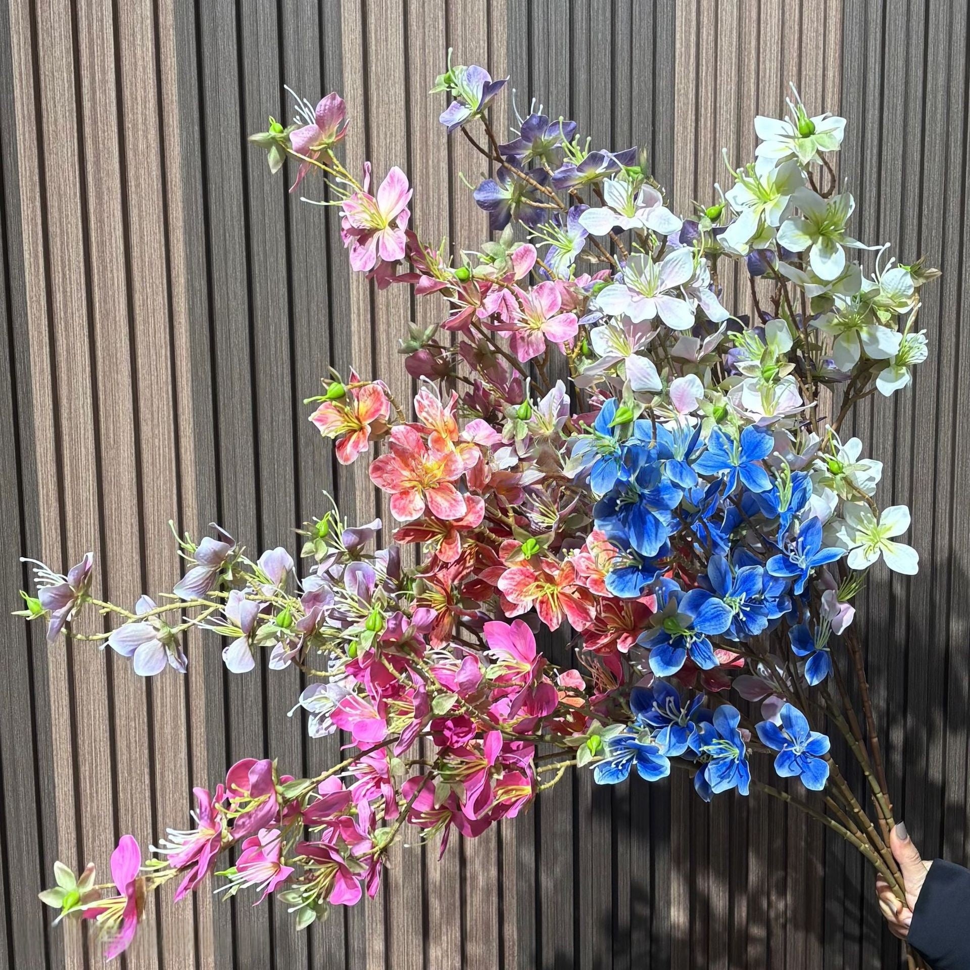 Faux Bauhinia Blossom Spray by Valar Flower – Vibrant Artificial Orchid Tree Flowers for Weddings & Arrangements FS-1076