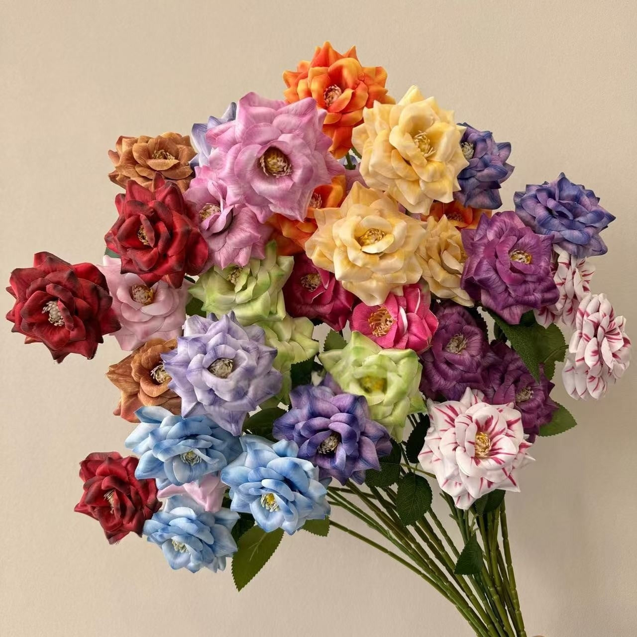 3D Artificial Garden Rose Stem – Realistic Multi-Color Faux Flower for Home & Event Decor FS-1028