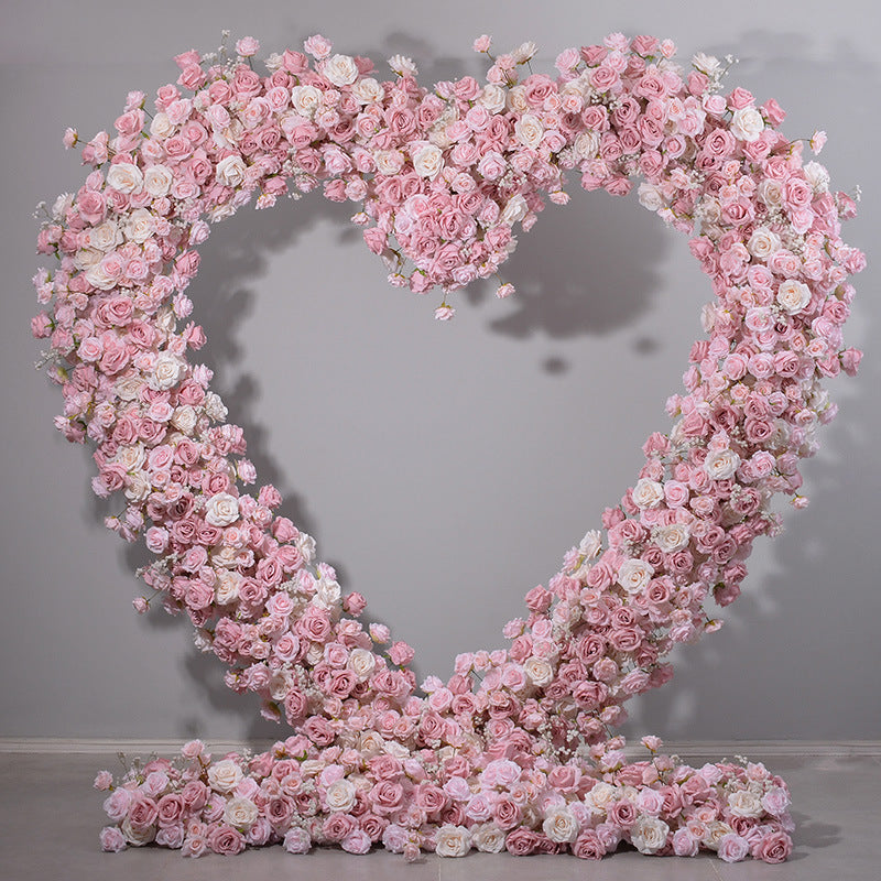 Heart-Shaped Artificial Floral Arch Romantic Wedding Backdrop, Event Decoration, and Ceremony Floral Display HA-402