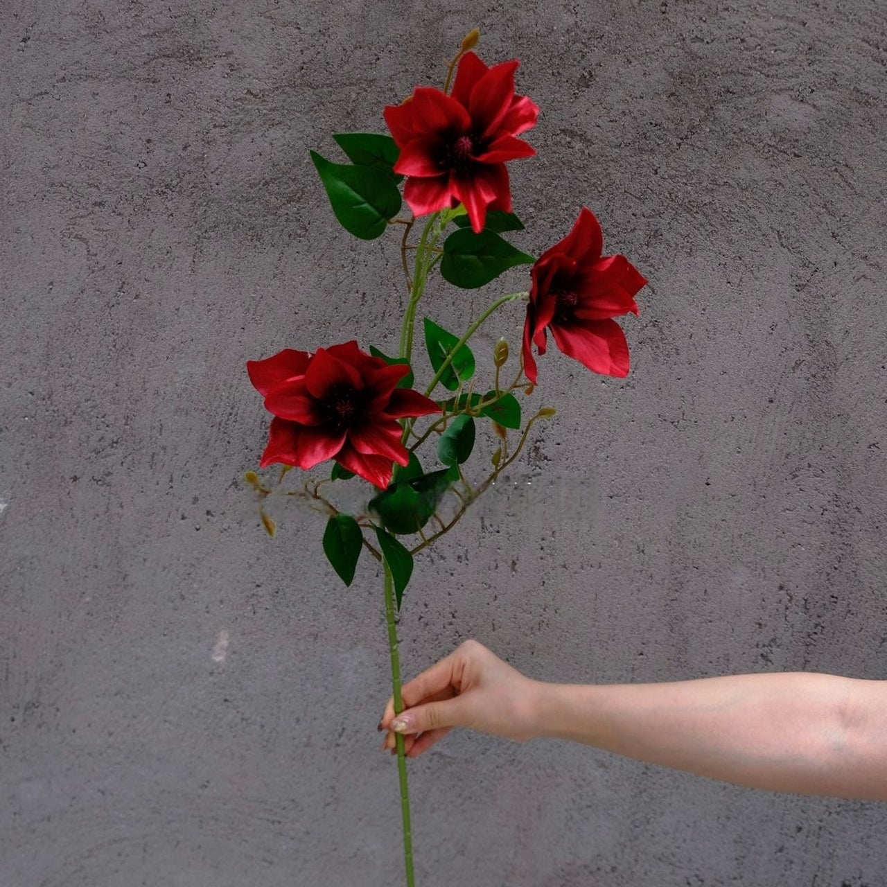 Valar Flower Artificial Clematis Spray – Realistic 3-Head Faux Flower Stem for Wedding & Home Decor FS-1075