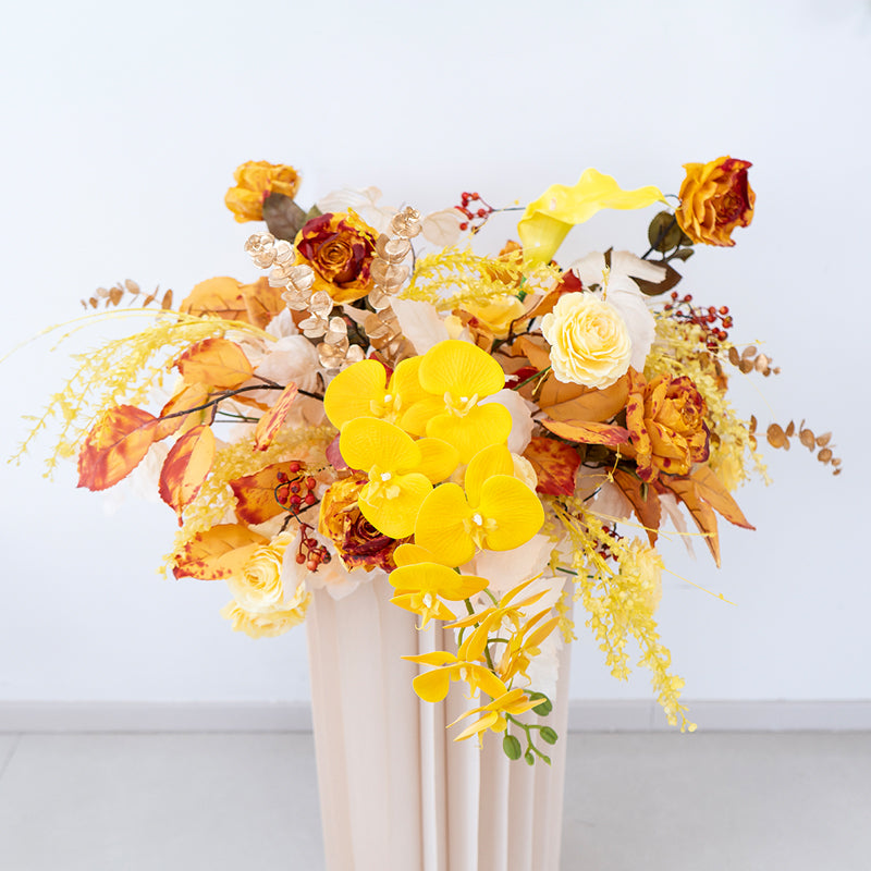 Valar Flower Warm Autumn Yellow Artificial Flower Hanging Set for Ceremony, Reception & Home Decor FA-306