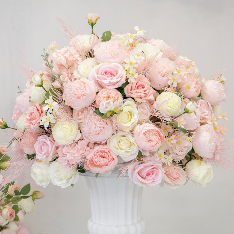 Romantic Pink and White Floral Wedding Arch, Artificial Flower Arrangement, Ceremony Backdrop & Reception Decor FA-209