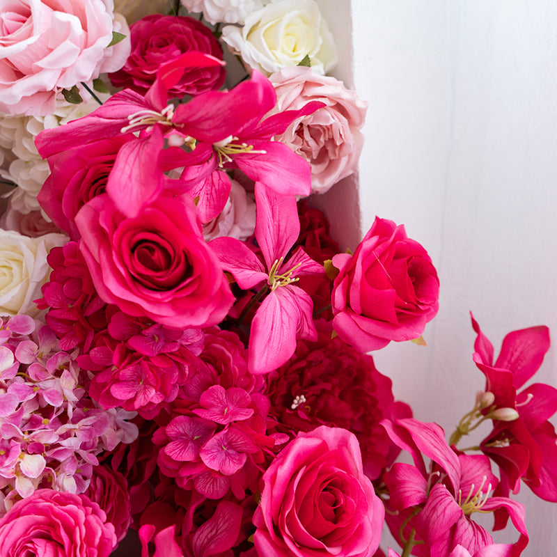 Cascada Floral en Degradado Rosa y Blanco, Arreglo de Flores Artificiales para Fondo de Boda o Decoración de Evento FA-236