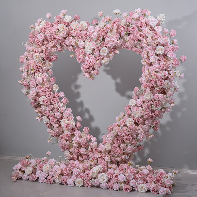Heart-Shaped Artificial Floral Arch Romantic Wedding Backdrop, Event Decoration, and Ceremony Floral Display HA-402