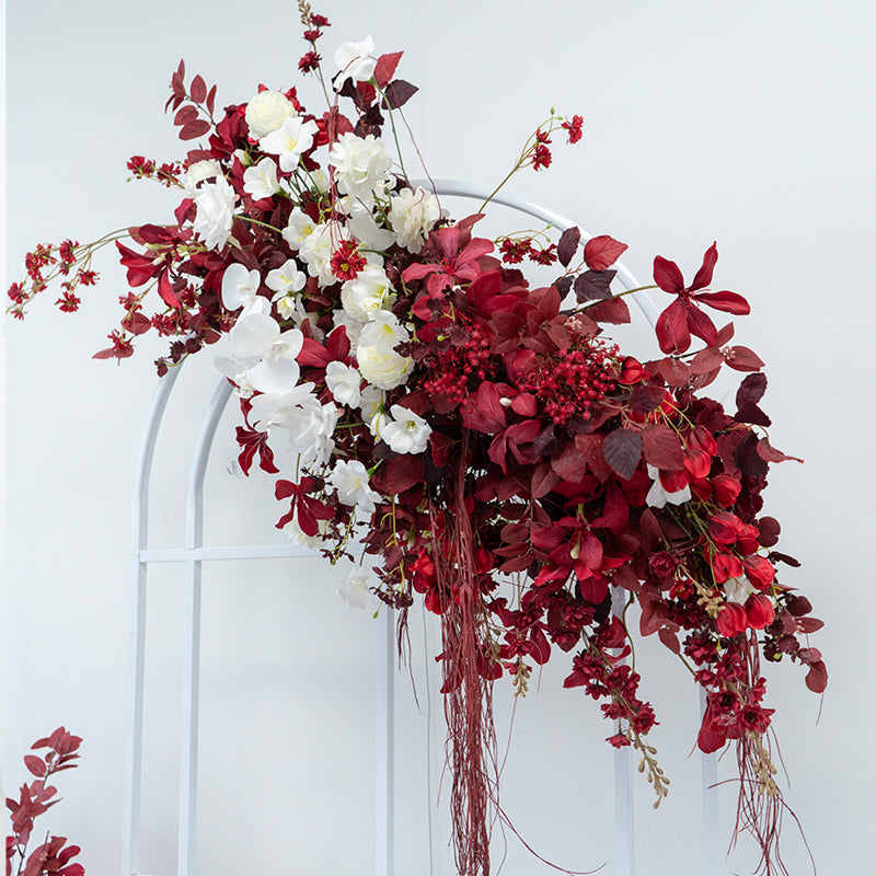 Valar Flower Oriental Red Hanging Floral Set – Artificial Flower Arrangement for Wedding Ceremony Wall Decor & Event Backdrop FA-279