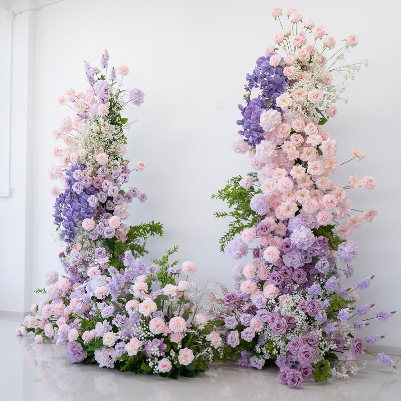 Valar Flower Pastel Pink and Lavender Standing Floral Arch Set for Wedding Ceremony Decoration VA-390