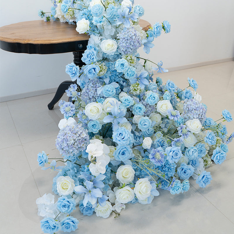 Valar Flower Blue and White Waterfall Artificial Floral Arrangement for Wedding Table Decor FA-308