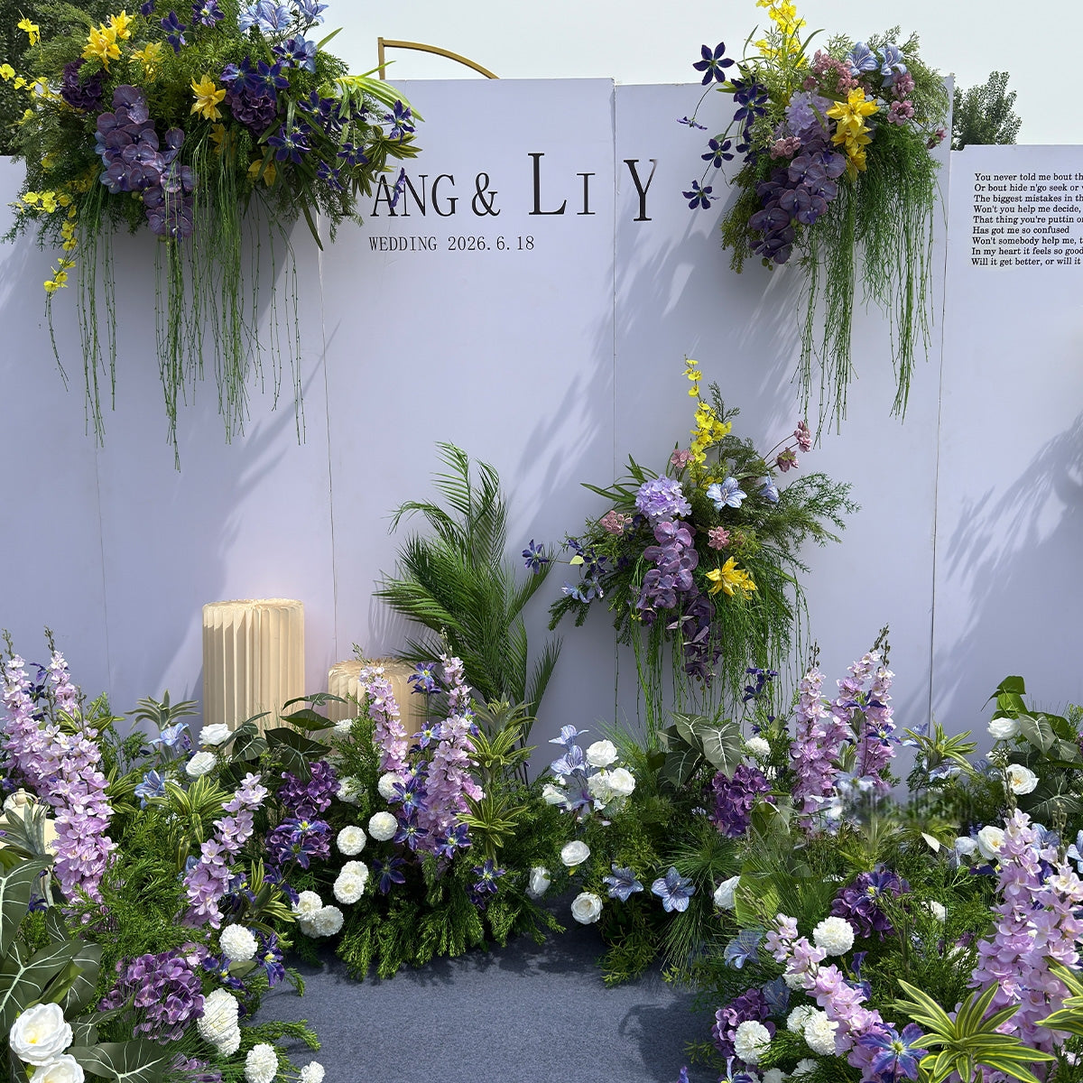 Valar Flower Enchanted Woodland Purple Clematis Aisle Floral Runner — Artificial Wedding Ceremony & Pathway Decor WF-112