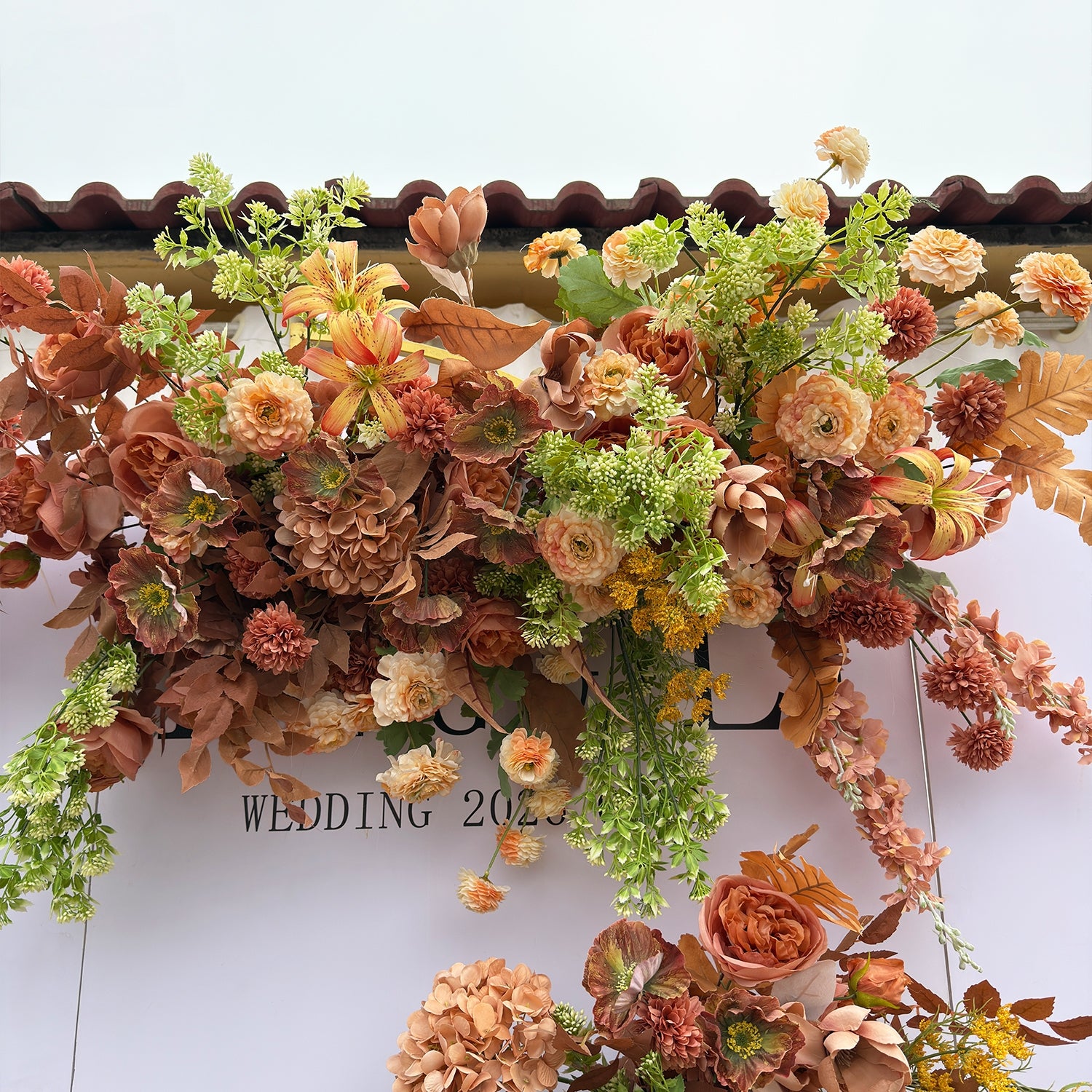 Valar Flower Coffee & Orange Lily Faux Flower Aisle Set for Wedding Ceremony Entrance & Welcome Decor WF-105