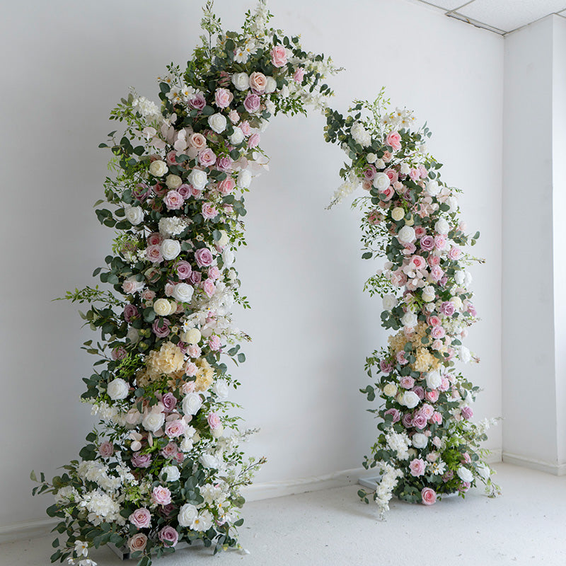 Valar Greenery & Pastel Horn Arch, Fondo Floral Artificial, Decoración Romántica para Ceremonias de Boda, Elegante Accesorio para Fotografía de Eventos VA-340