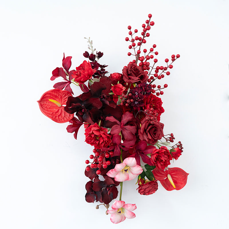 Valar Flower Luxury Red Artificial Flower Arrangement Set for Wedding Decor, Event Backdrop & Celebration Centerpieces FA-304