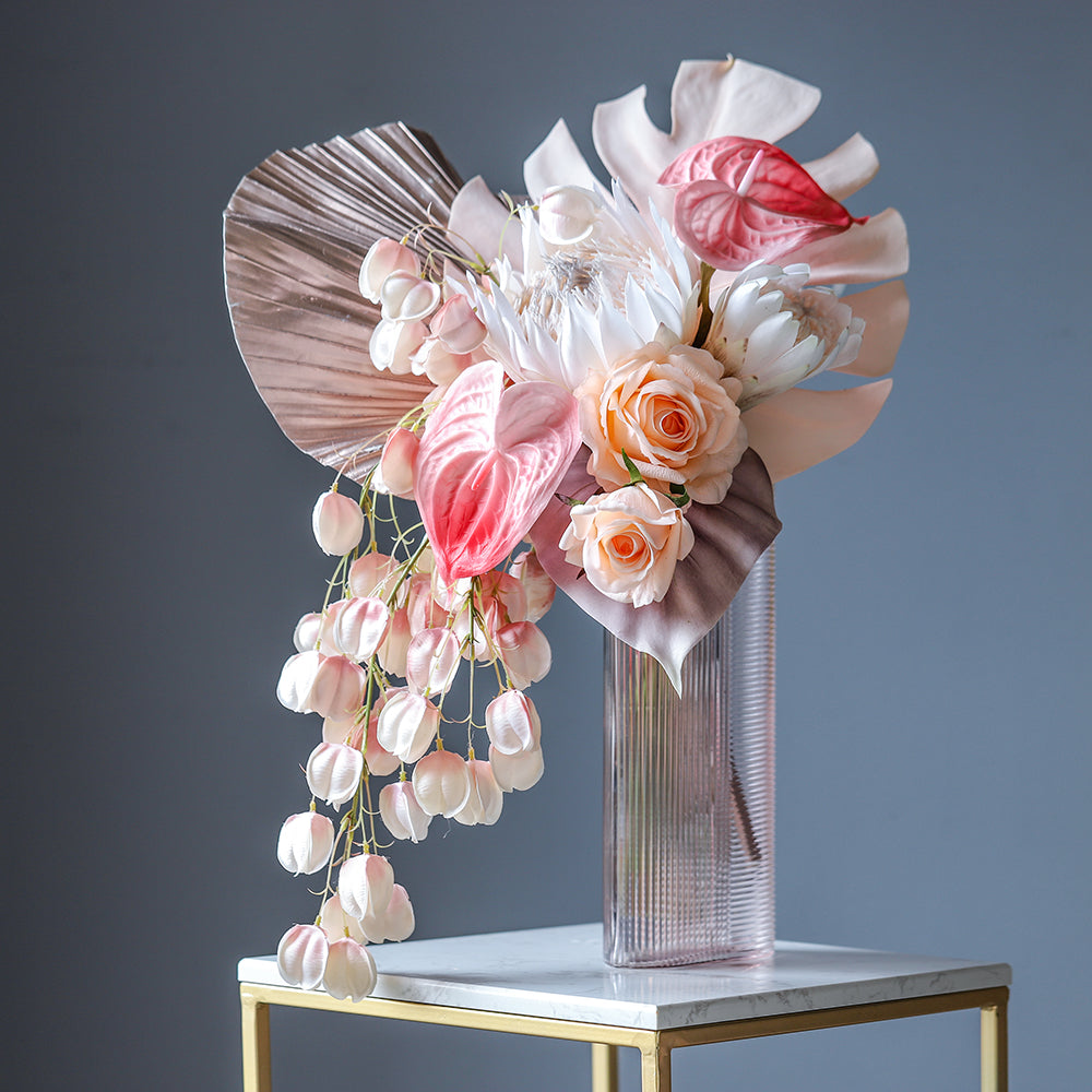 Modern Sculptural Faux Flower Arrangement | Luxury Artistic Floral Centerpiece for Weddings, Hotels & Home Decor VB-209 (Without Vase)