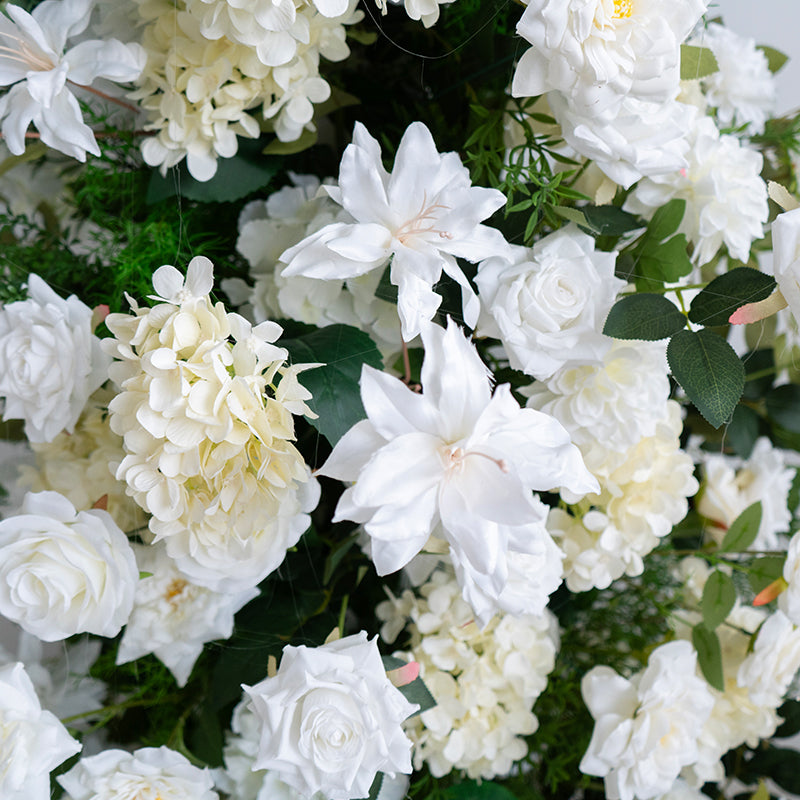 Arche florale élégante en forme de lune pour cérémonie de mariage - Arche de fleurs artificielles pour mariages, événements et occasions spéciales