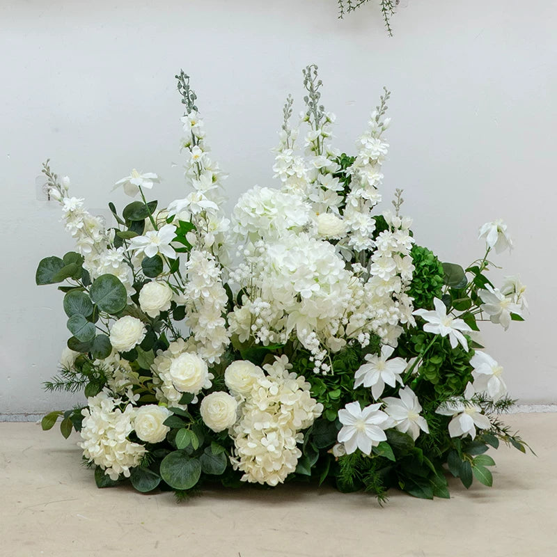 ValarFlower White Green Artificial Flower Arrangement Set, Wedding Ceremony Backdrop and Aisle Floral Decor FA-381