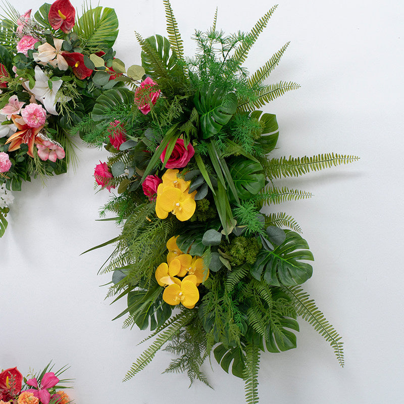 ValarFlower Tropical Garden Artificial Floral Arrangement Set, Wedding Welcome Sign Flowers, Table Centerpiece & Event Backdrop Decor FA-348
