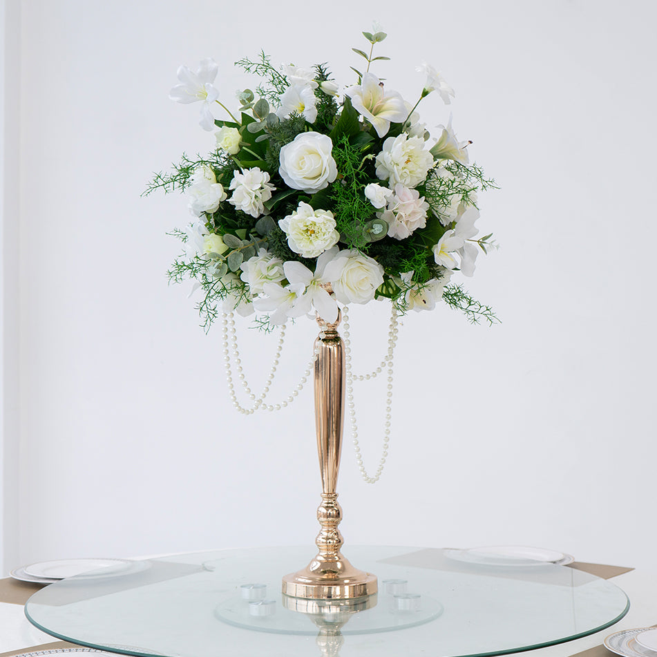 Valar Flower Luxury Tall Artificial Flower Centerpieces with Gold Stand for Wedding Reception, Banquet & Event Decor TF-117