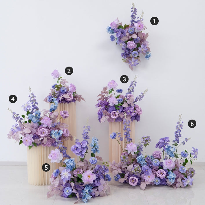 Pfirsich-weißes Kunstblumenarrangement – Romantisches Event-Tisch- und Schild-Styling-Set FA-263