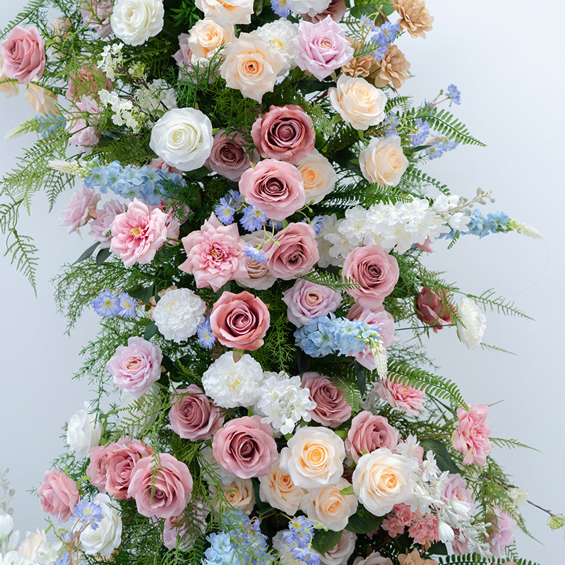 Arco de Cuerno Botánico con Rosas Blancas – Estructura de Flores Artificiales para Bodas en Jardín y Sesiones de Fotos VA-365