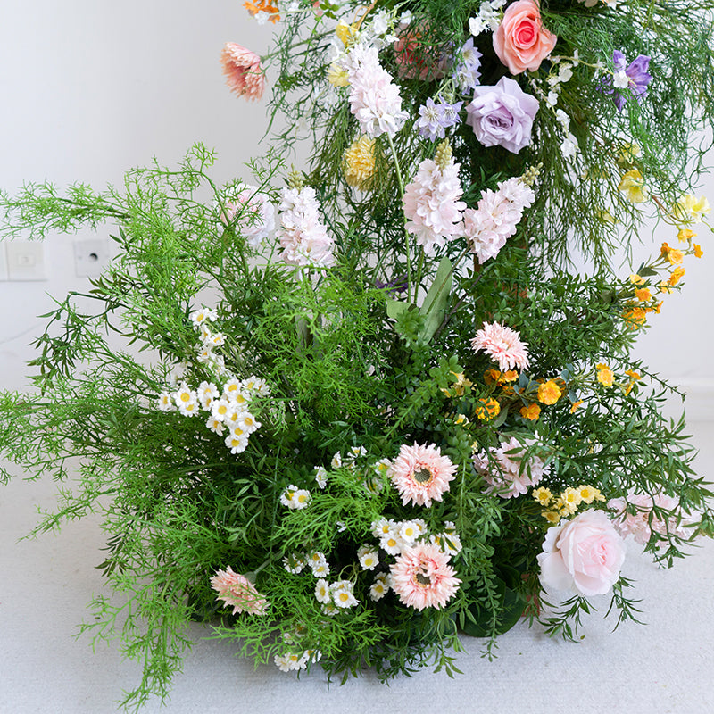 Pfirsich- und weiße Rosen-Hochzeitsbogen und -Mittelstücke, künstliche Blumen-Hochzeitsdekoration, Brautparty-Dekor FA-203