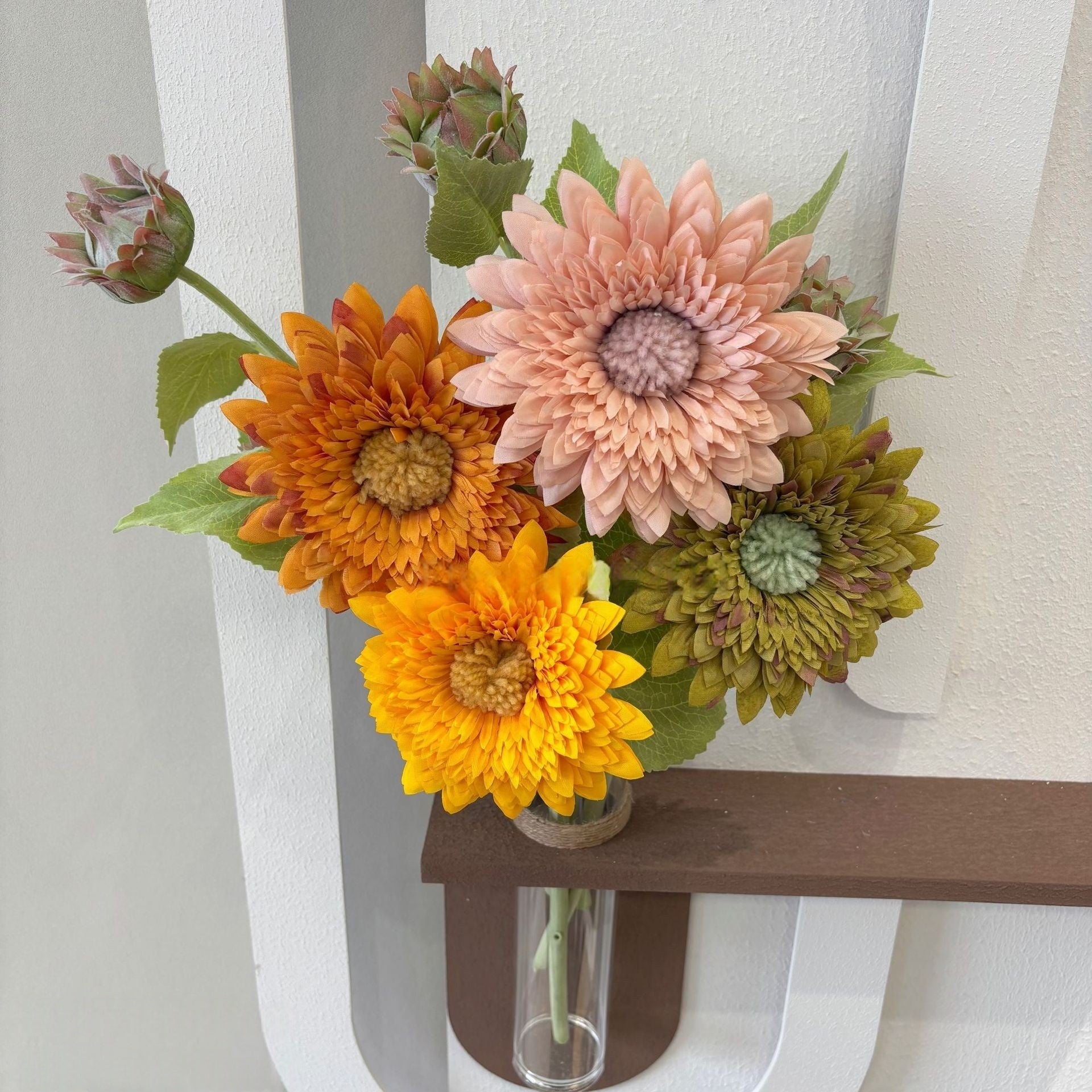 Rustic Teddy Sunflower – Artificial Flower with Plush Texture for Cozy Cottage or Boho Style FS-1029