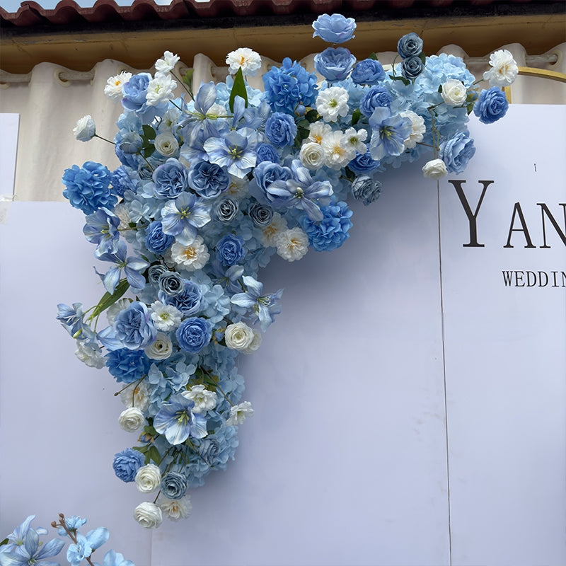 Valar Flower Sky Blue Phalaenopsis Aisle Floral Runner — Artificial Wedding Ceremony & Engagement Path Decor WF-109