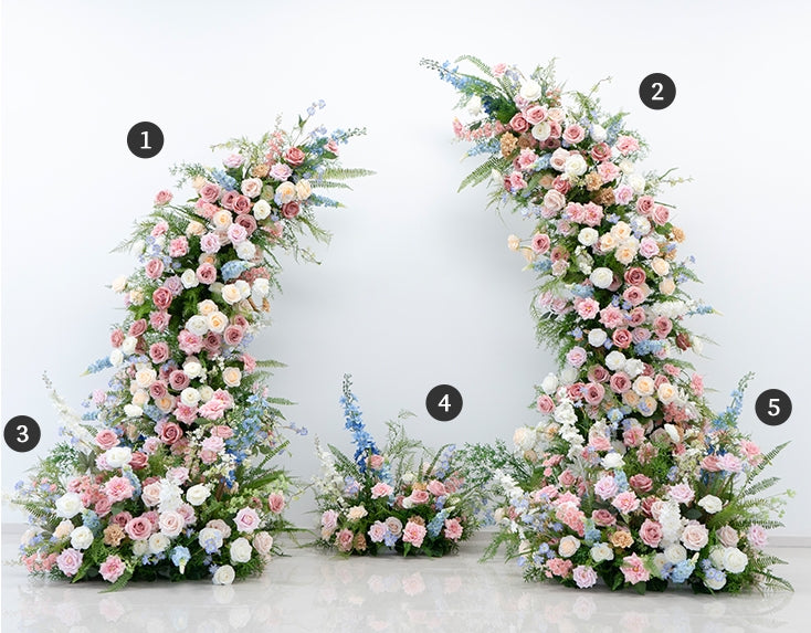 Arco de Cuerno Botánico con Rosas Blancas – Estructura de Flores Artificiales para Bodas en Jardín y Sesiones de Fotos VA-365