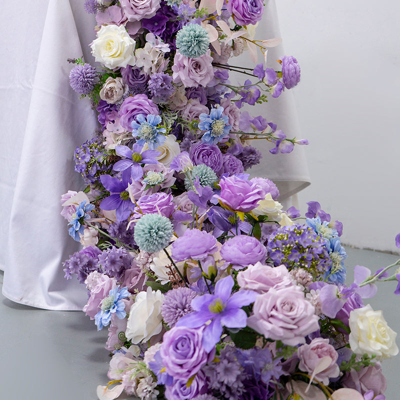 Camino de mesa de boda floral en lavanda y púrpura, arreglo de flores artificiales, decoración para recepción y exhibición de eventos FA-218