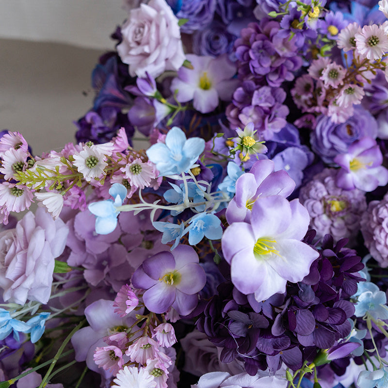 Romantic Purple and Blue Floral Cascade, Faux Flower Table Centerpiece for Events and Celebrations FA-235