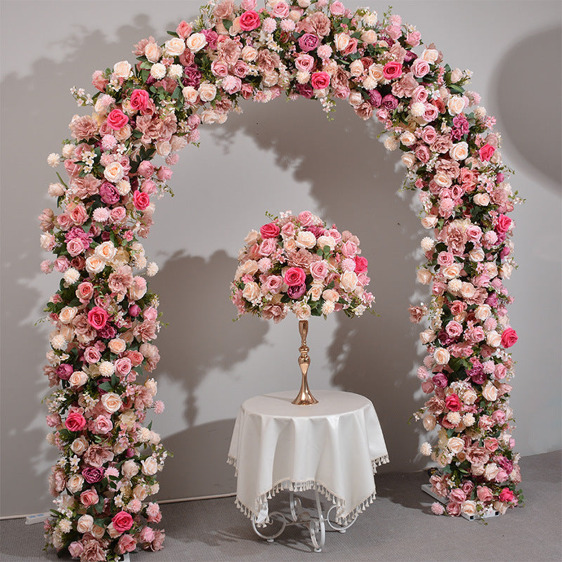 Arche florale élégante en forme de lune pour cérémonie de mariage - Arche de fleurs artificielles pour mariages, événements et occasions spéciales