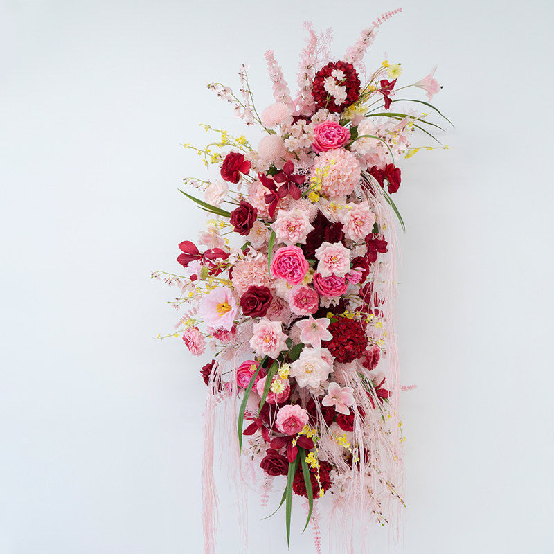 Valar Flower Romantic Pink & Burgundy Faux Floral Arrangement Set – Wedding & Event Decor FA-316