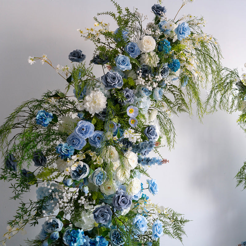 Arche florale élégante en forme de lune pour cérémonie de mariage - Arche de fleurs artificielles pour mariages, événements et occasions spéciales