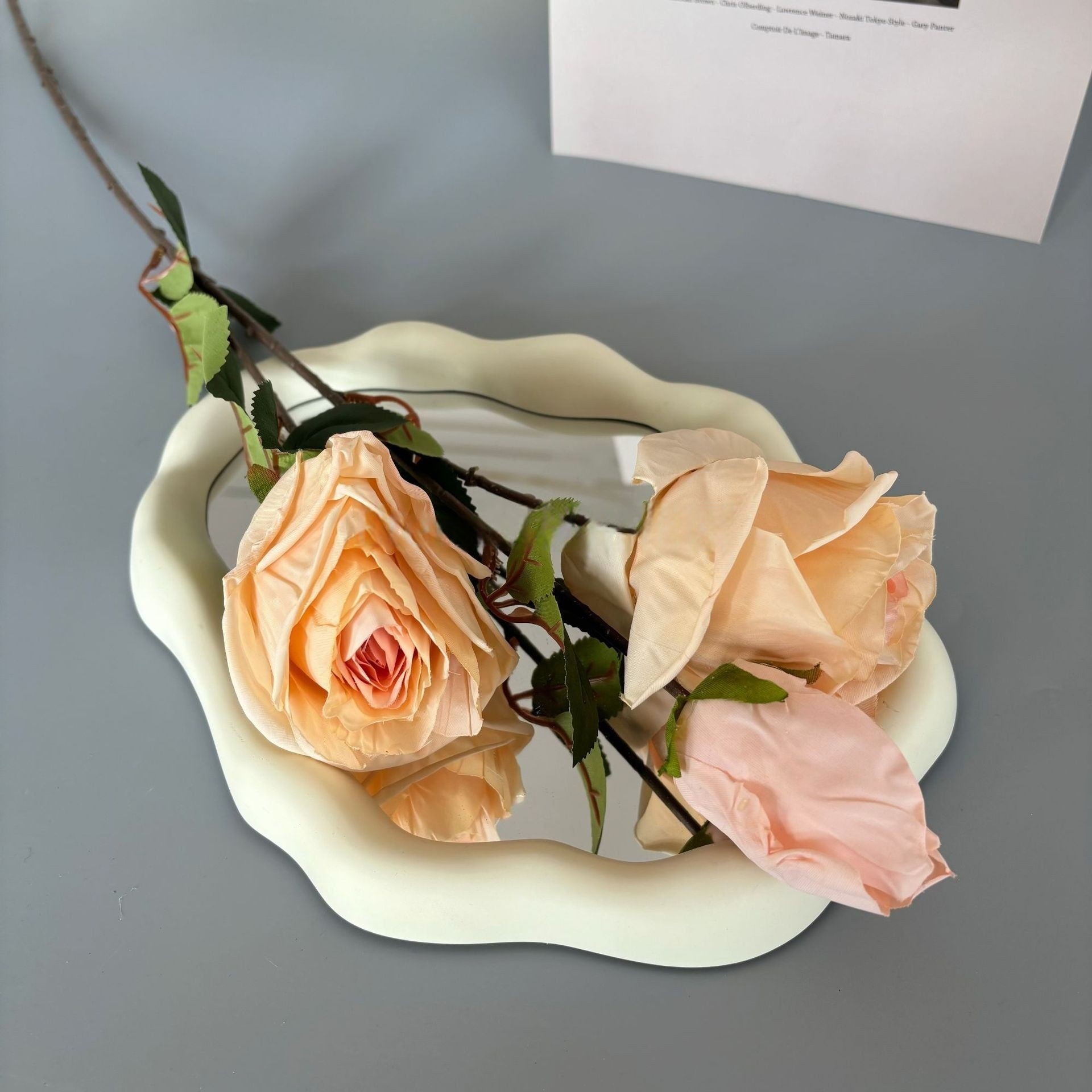 Valar Flower Vintage Edge-Burnt Artificial Rose – Realistic Gradient Petal Snow Mountain Rose Stem FS-1077