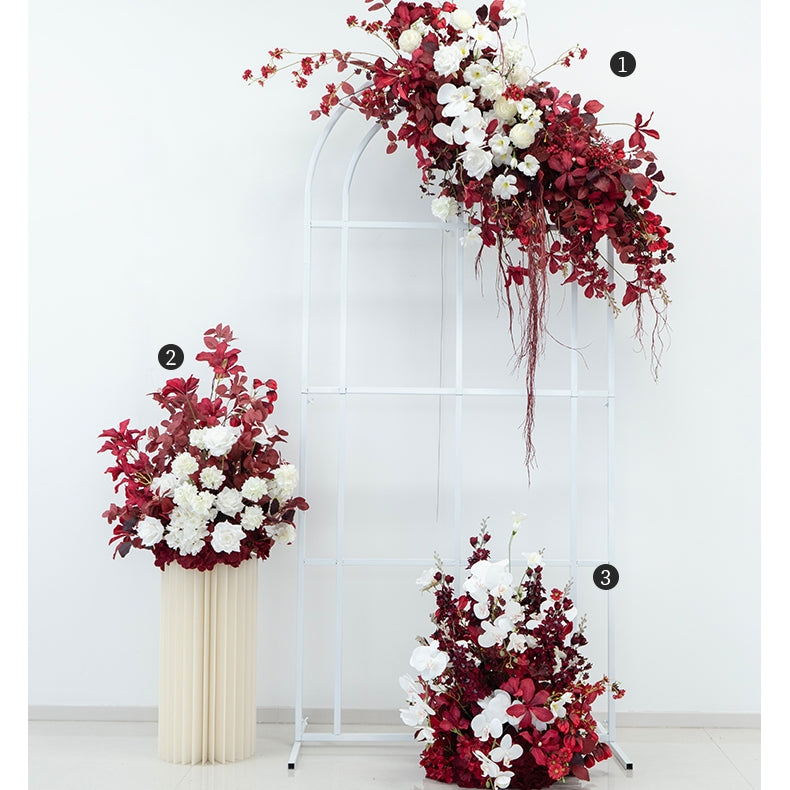 Valar Flower Oriental Red Hanging Floral Set – Artificial Flower Arrangement for Wedding Ceremony Wall Decor & Event Backdrop FA-279