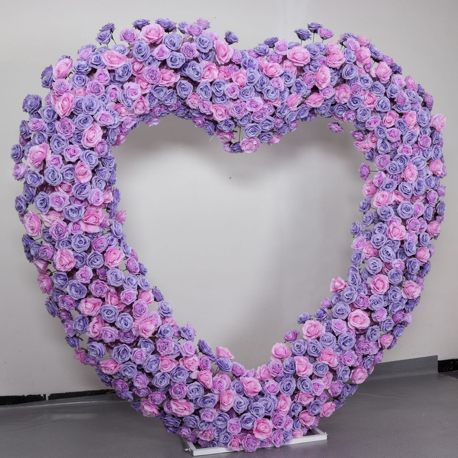 Purple & Pink Faux Rose Heart Arch – Wedding Ceremony Decoration and Photo Backdrop Display HA-404