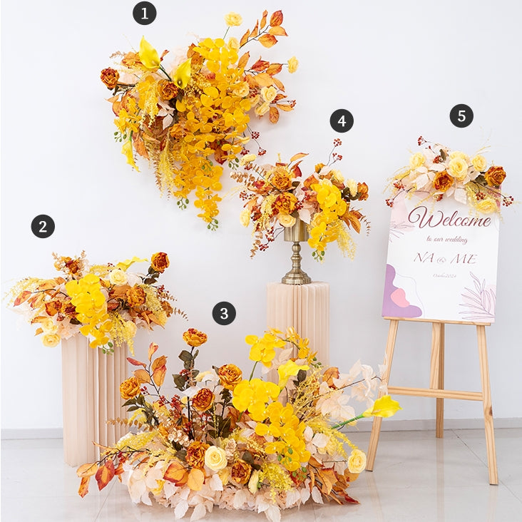 Valar Flower Warm Autumn Yellow Artificial Flower Hanging Set for Ceremony, Reception & Home Decor FA-306