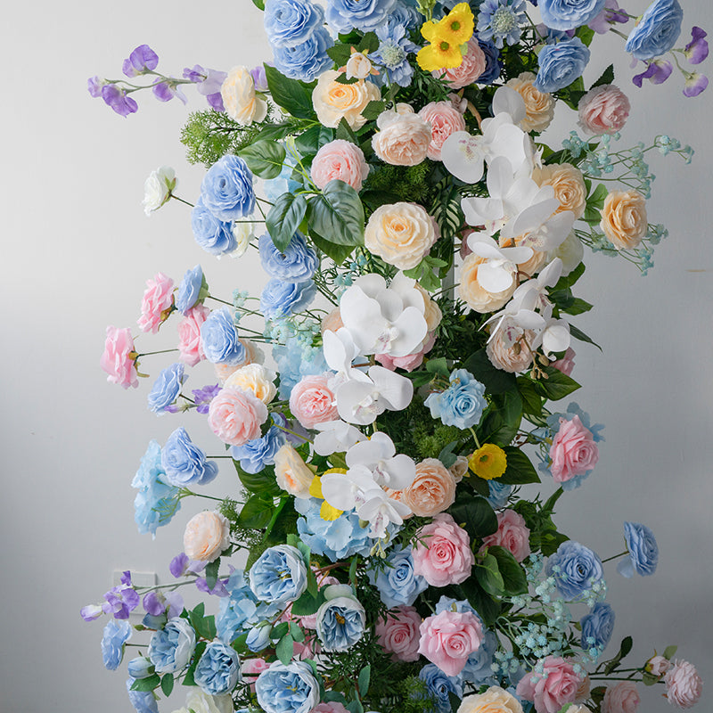 Arche florale élégante en forme de lune pour cérémonie de mariage - Arche de fleurs artificielles pour mariages, événements et occasions spéciales