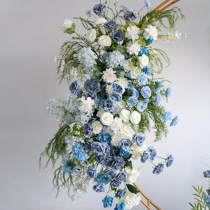 Arche florale élégante en forme de lune pour cérémonie de mariage - Arche de fleurs artificielles pour mariages, événements et occasions spéciales