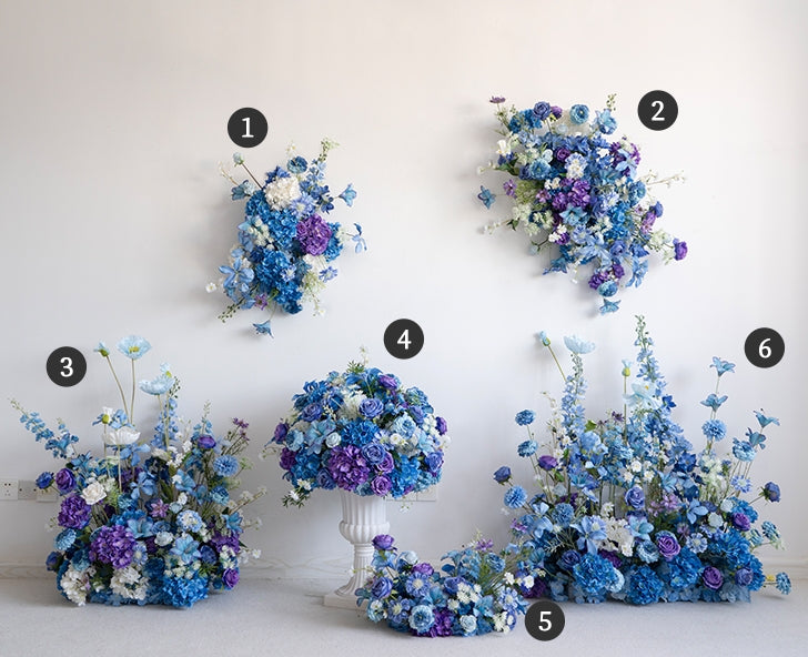 Pfirsich-weißes Kunstblumenarrangement – Romantisches Event-Tisch- und Schild-Styling-Set FA-263