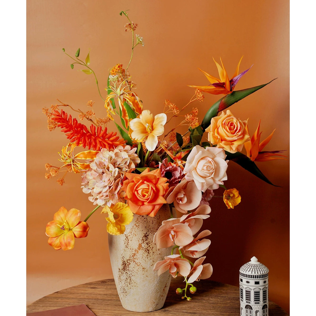 Elegantes Blumenstrauß-Arrangement mit Herbstmotiv | Luxuriöse Kunstblumen für Hochzeiten und Inneneinrichtung VB-113 (ohne Vase)